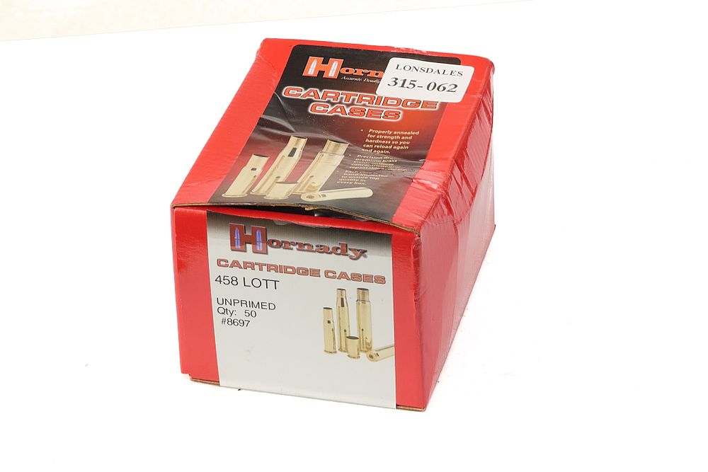 Lot 526: HORNADY .458 LOTT UNPRIMED CASES, 15 OF;