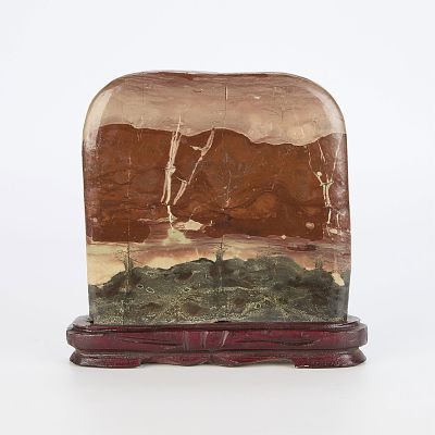 Polished Slab of Brecciated Jasper w/ Stand. Rectangular slab of polished brecciated jasper