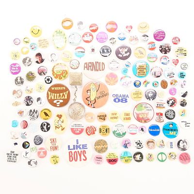 Large Assorted Button Collection. Large collection of assorted buttons including campaign