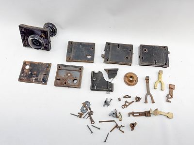 Assorted Vintage Door Hardware. Assorted vintage door hardware, knobs, and pieces as shown.