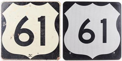 2 Vtg Highway 61 MN Federal Metal Road Marker Signs. Two vintage Highway 61 Minnesota Federal