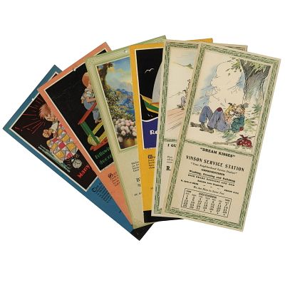 6 Vintage Brown & Bigelow 1920s, 30s Sample Calendars. This is a lot of vintage 1920s and 1930s