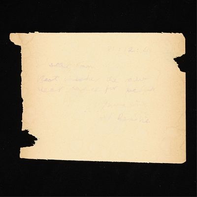 Handwritten Gandhi Note Dec. 31, 1941. Inscribed "31:12:41 Dear Sam, Best wishes the new year