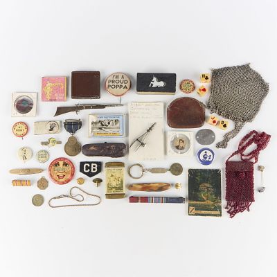 Group of Souvenirs and Militaria. Group of souvenirs, collectibles, and militaria, including a