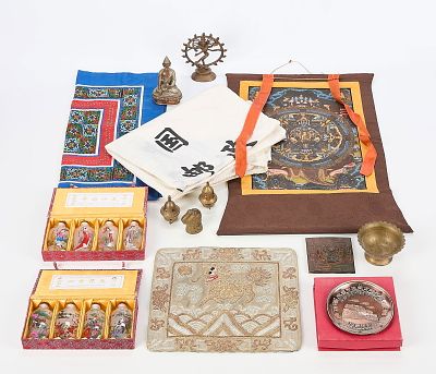 Group of Assorted Chinese & Tibetan Souvenirs. Group of 14 assorted Chinese and Tibetan tourist