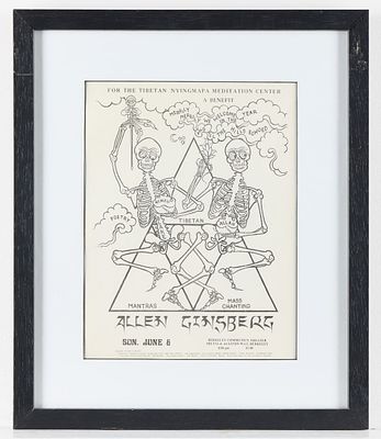 Alan Ginsberg Benefit for Tibetan Nyingmapa Meditation Center Poster. Printed broadside showing