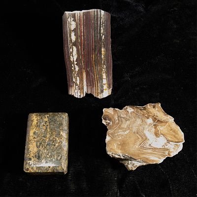 3 Rocks or Minerals Incl. Australian Banded Iron. Group of three rocks or minerals, including 