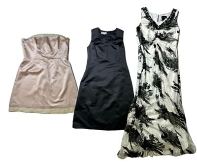 Three Large Cocktail Dresses. Includes a size 16 black Brooks Brothers paneled dress with a 