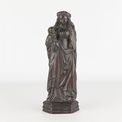 Carved Wood Virgin Mary Madonna & Child. Carved wooden sculpture depicting the Virgin Mary, or 
