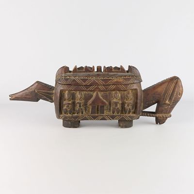 West African Carved Wood Mali Dogon Aduno Koro Box. West African Mali carved "Aduno Koro" or 