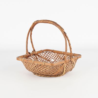 Square Japanese Bamboo Woven Ikebana Floral Basket. Japanese woven bamboo cane ikebana floral 