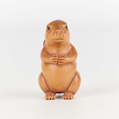 Japanese Hand-Carved Boxwood Rabbit Netsuke. Hand-carved Japanese boxwood netsuke figure in the 