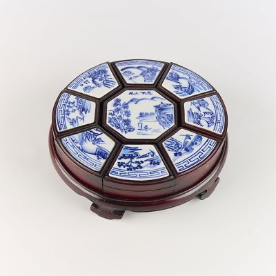Modern Chinese Porcelain Sweetmeat Set. Modern blue and white Chinese porcelain sweetmeat or 