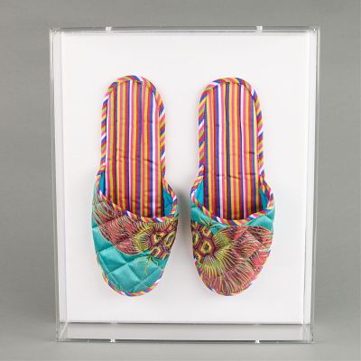 20th c. Chinese Embroidered Silk Slippers. Pair of Chinese embroidered silk slippers or sandals 