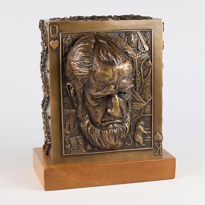 Bronze King & Queen of Hearts Relief Portrait - 42 lbs 6 oz. Bronze relief portrait, depicting a 