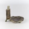 Art Nouveau Bronze Ashtray & Match Holder. Art Nouveau bronze scalloped ashtray and match Image - 1