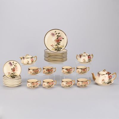 Set 27 Japanese Satsuma Tea Ware. Set of 27 Japanese Satsuma tea ware including eight teacups 