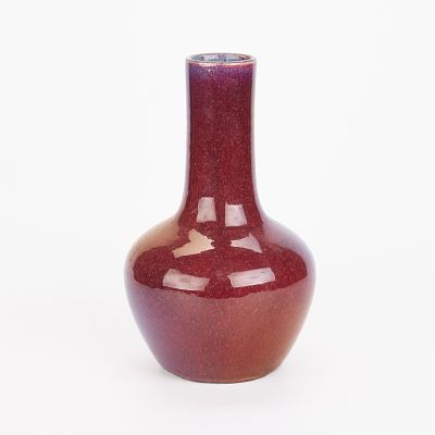 Chinese Oxblood Sang-de-Boeuf Porcelain Vase. Chinese porcelain vase executed in oxblood 