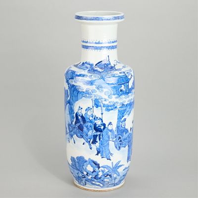 Large Chinese Blue & White Porcelain Vase. Large Chinese blue and white porcelain floor vase 