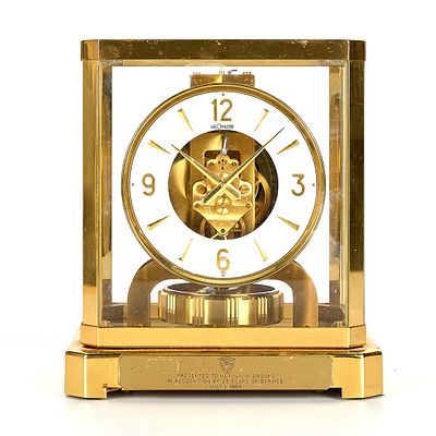 Jaeger LeCoultre Brass Atmos Mantel Clock. Jaeger-LeCoultre, Switzerland. Atmos 15-jewel 