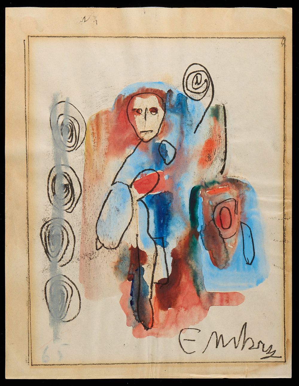 Lot 163: Norris Embry Figural Mixed Media Artwork 1965
