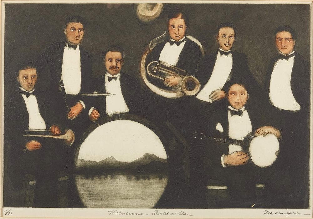 Lot 173: Susan Dysinger "Wolverine Orchestra" Color Etching