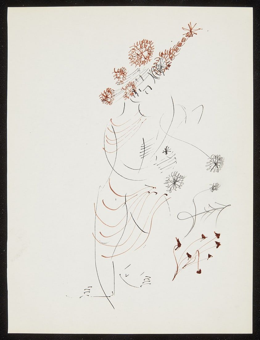 Lot 175: Irene Rice Pereira Figurative Sketchbook Ink Drawing
