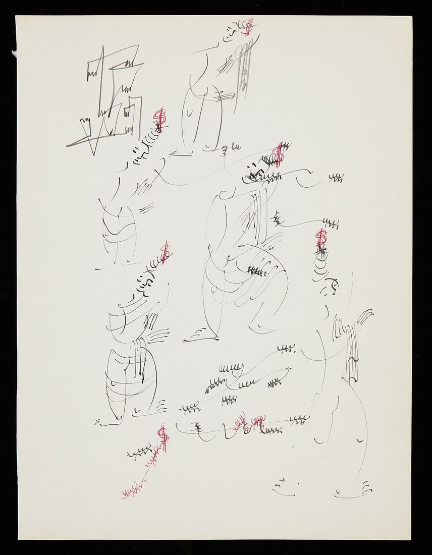 Lot 176: Irene Rice Pereira Dancing Figures Sketchbook Drawing