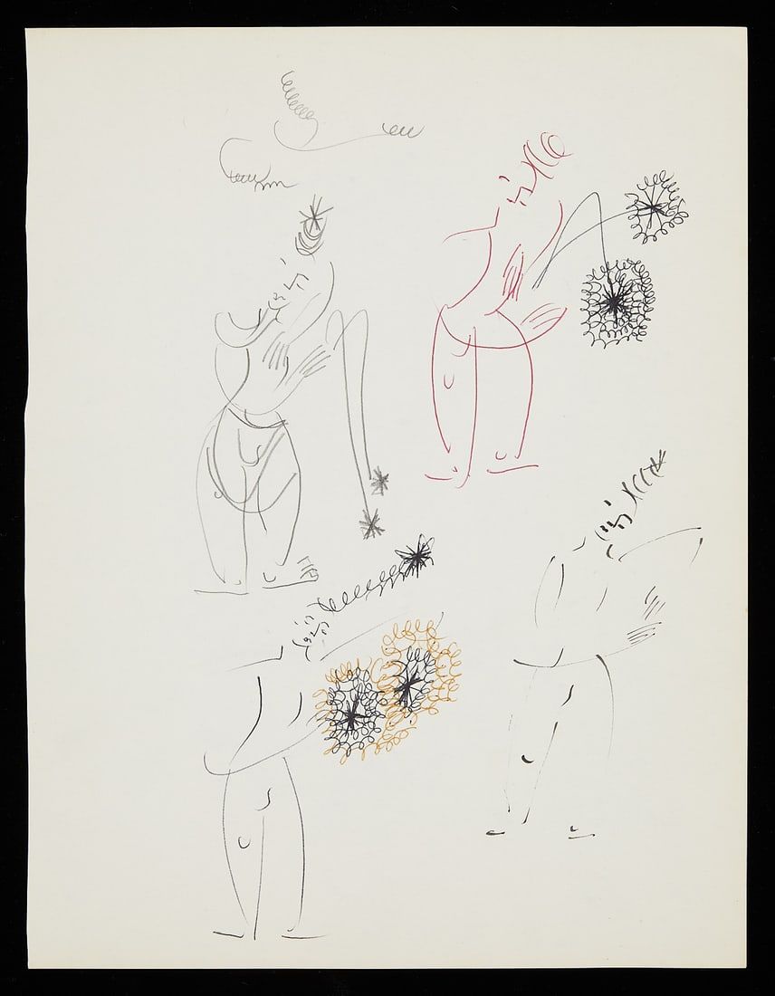Lot 177: Irene Rice Pereira Dancing Figures Sketchbook Drawing