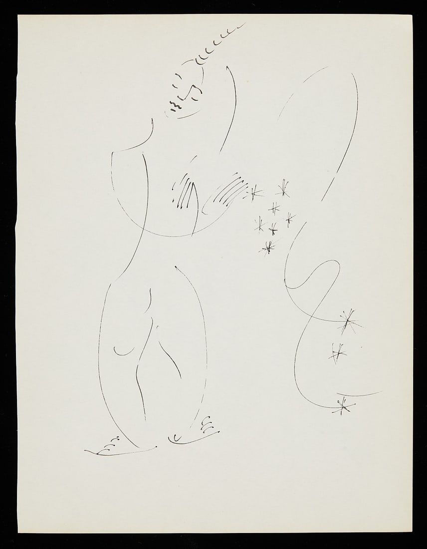 Lot 178: Irene Rice Pereira Figurative Ink Sketchbook Drawing