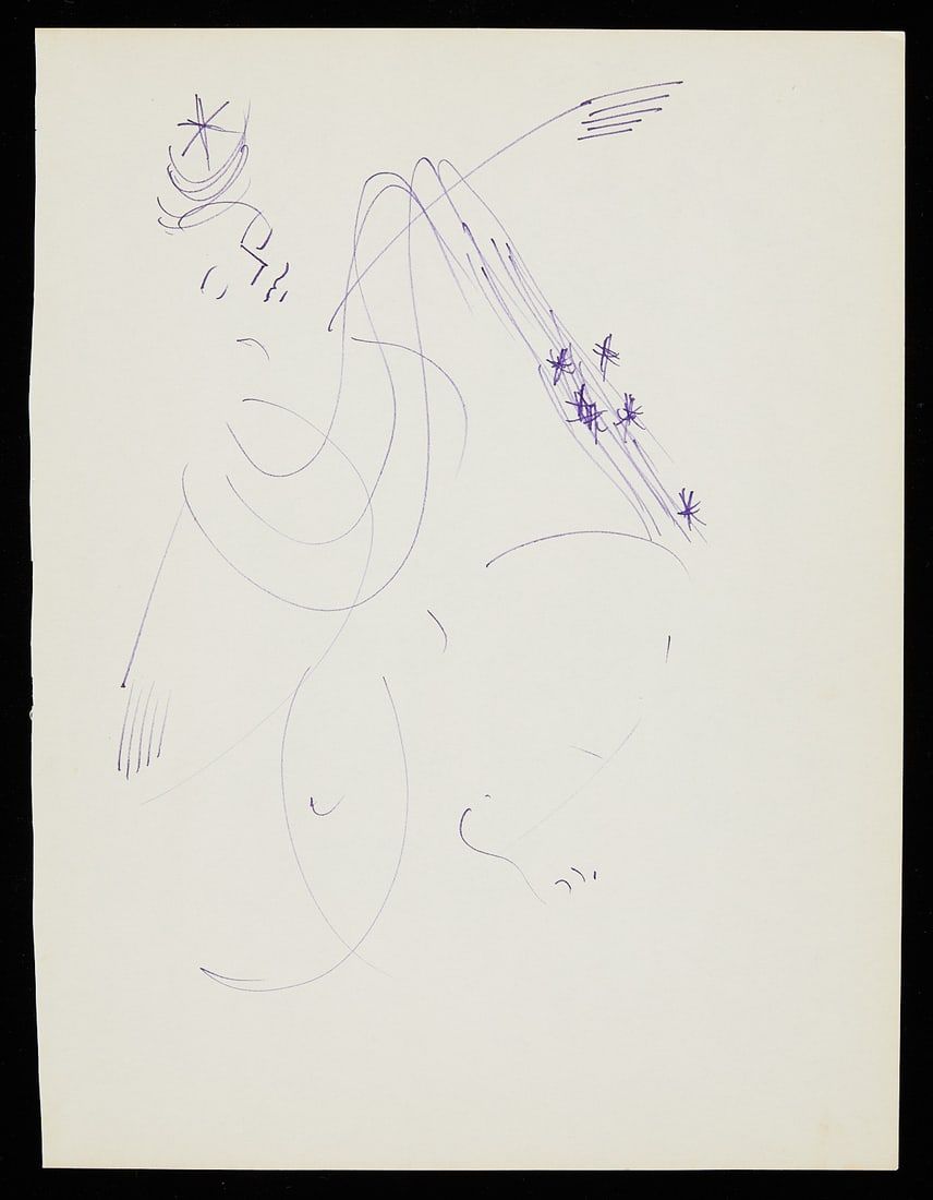 Lot 179: Irene Rice Pereira Double-Sided Figurative Drawing