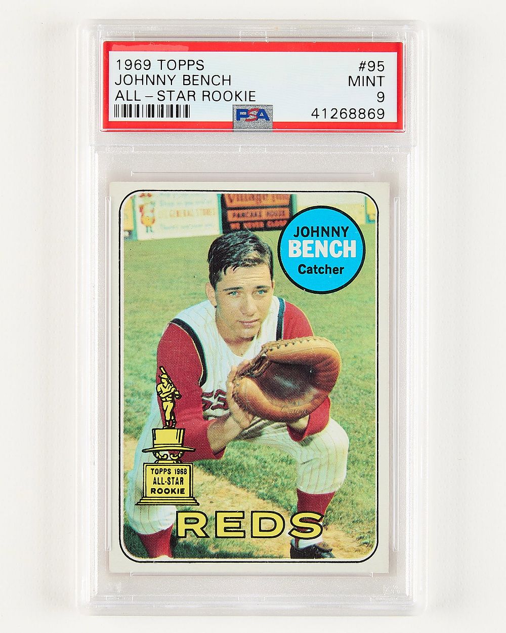 Lot 259: 1969 Topps #95 Bench All-Star Rookie PSA9 Centered