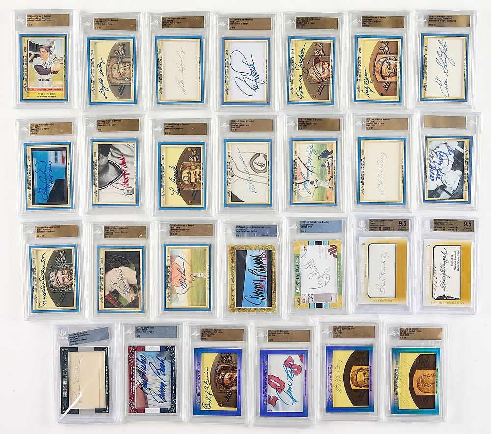 Lot 260: 27 Leaf Signature Cut Baseball Cards 2012-20