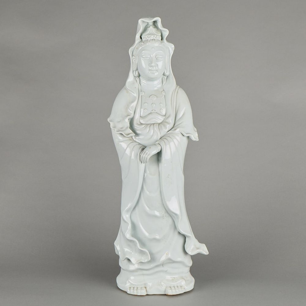 Lot 284: Chinese Blanc de Chine Porcelain Guanyin Figure