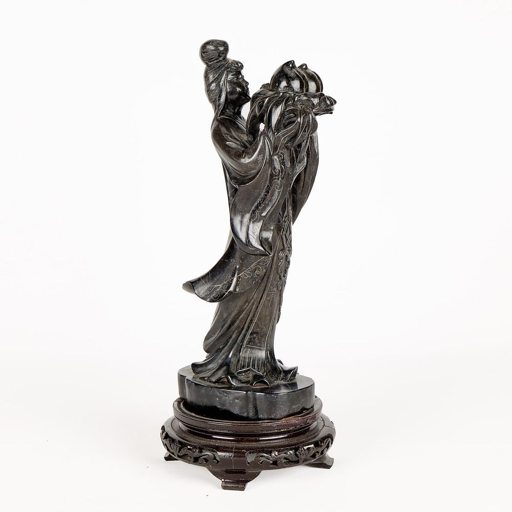 Lot 300: Chinese Carved Black Hardstone Statuette