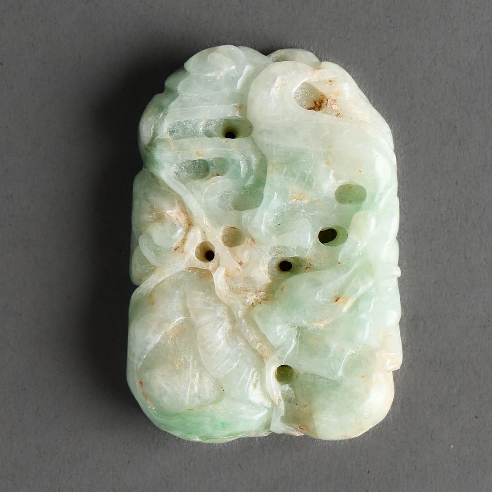 Lot 305: Vintage Chinese Jadeite Carved Plaque