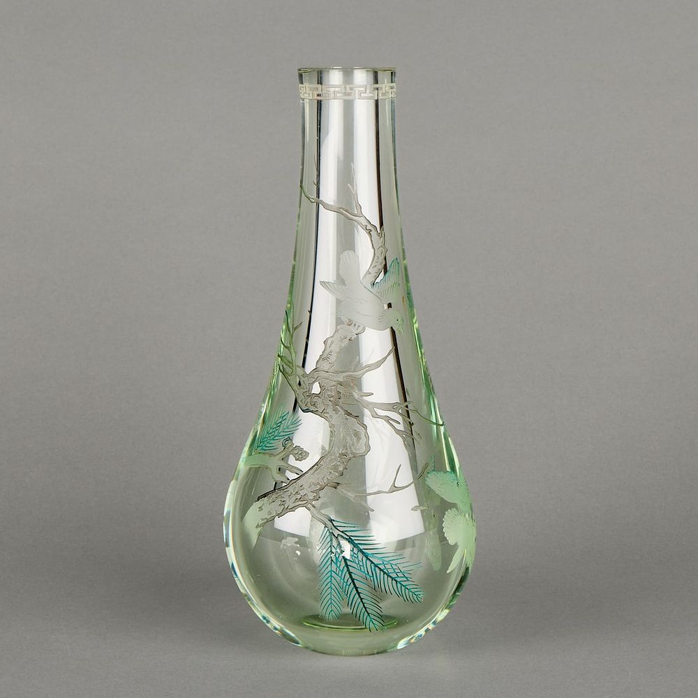 Lot 318: 20th c. Chinese Etched Glass Vase