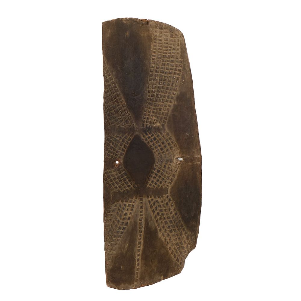 Lot 331: PNG Simbai River Kalam Carved Wood War Shield