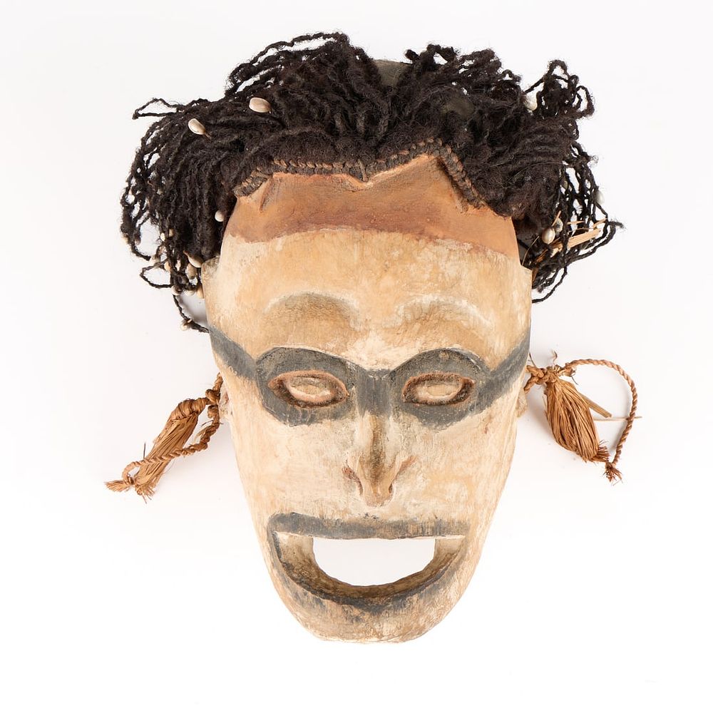 Lot 337: PNG Sepik River Carved Mask w/ Shells