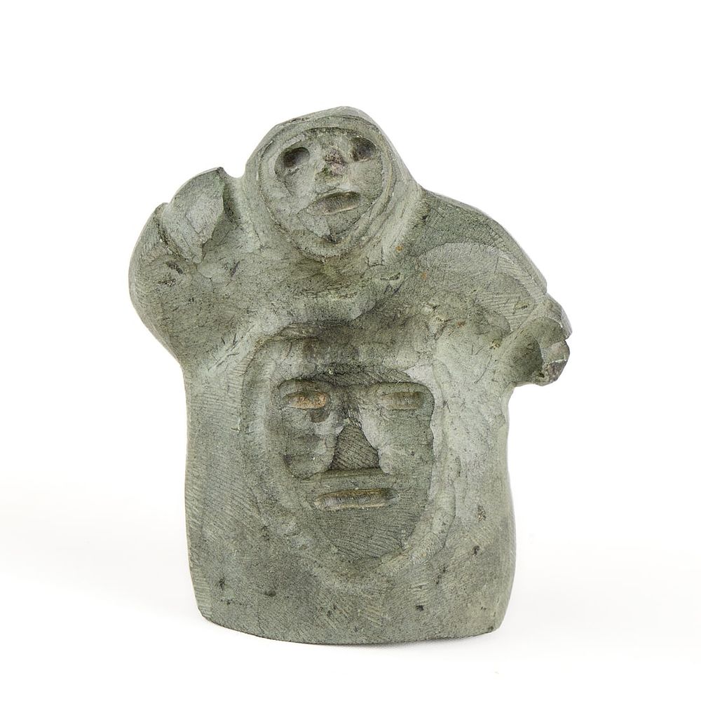 Lot 363: Attr. Lucassie Ikkidluak Stone Shaman Figure