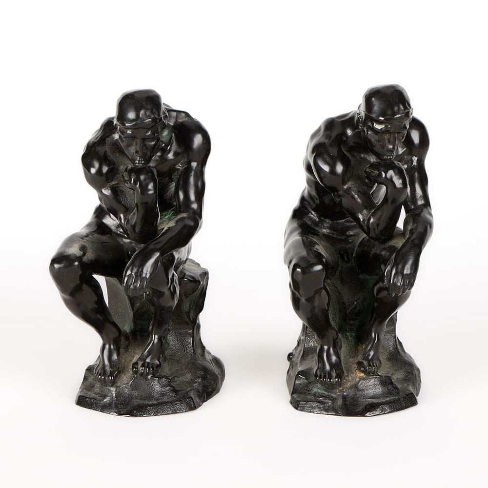 Lot 375: Ronson Art Metal Works "Thinking Man" Bookends
