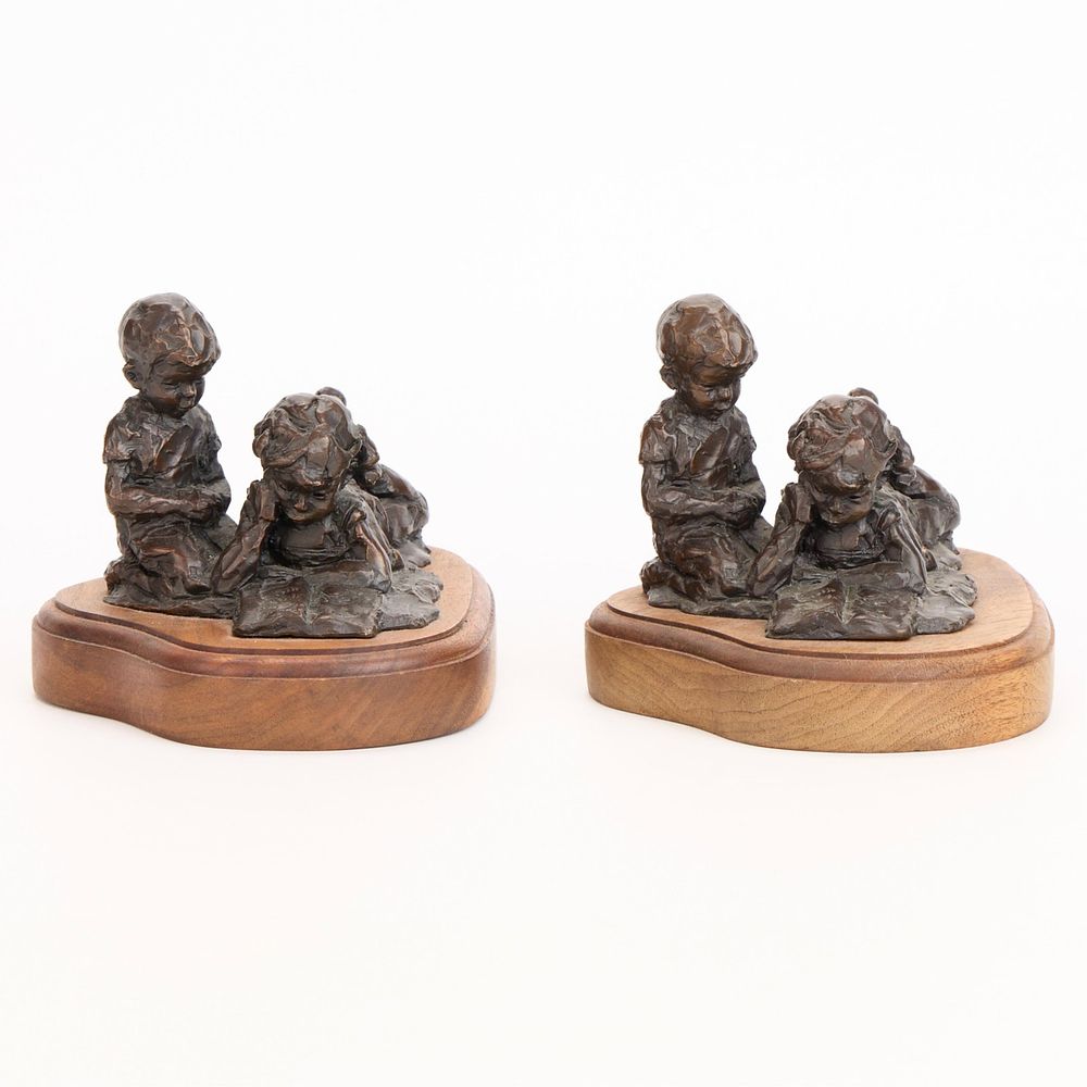 Lot 378: 2 Terry Mimnaugh “Boy & Girl Studying?? Bronzes