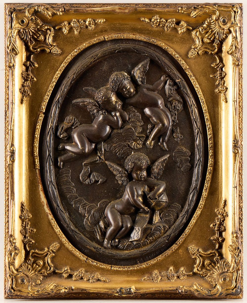 Lot 385: Parisian Bronze Relief Plaque w/ Gilt Frame