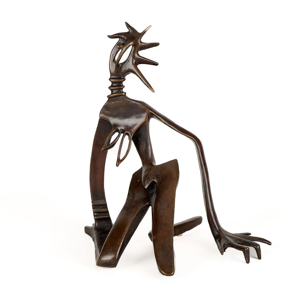 Lot 387: Kimber Fiebiger Abstract Bronze Kneeling Figure