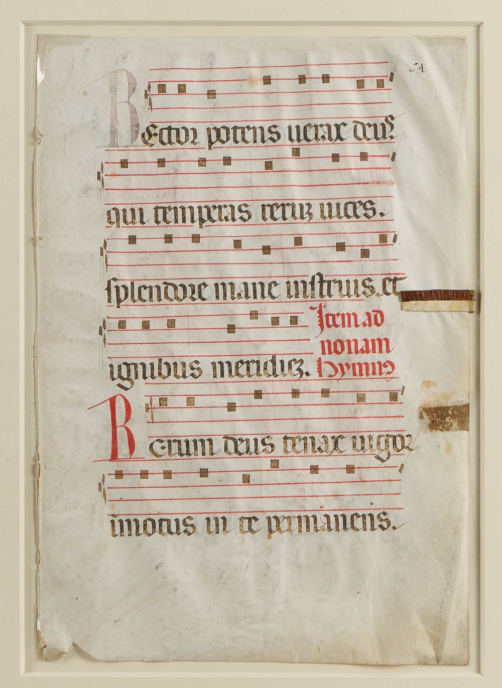 Lot 393: Illuminated Manuscript Missal Gregorian Chant Page