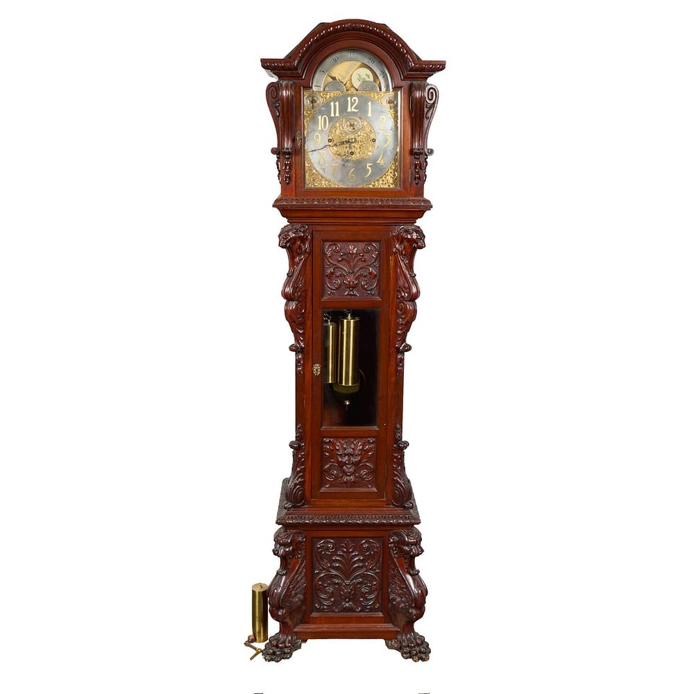 Lot 394: Charles Jacques Renaissance Revival Grandfather Clock