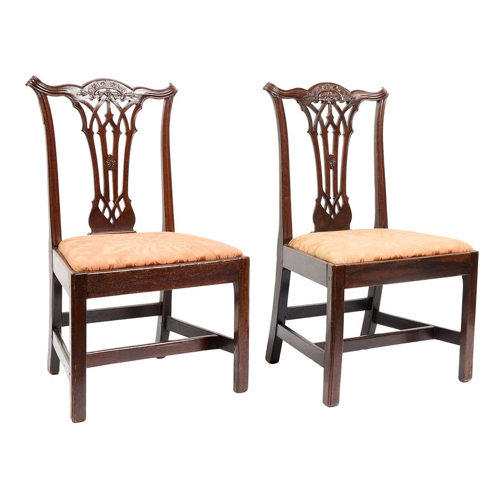 Lot 401: Pr Chippendale Style Upholstered Side Chairs