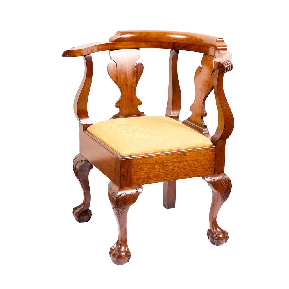 Lot 404: Antique Chippendale Style Corner Roundabout Armchair