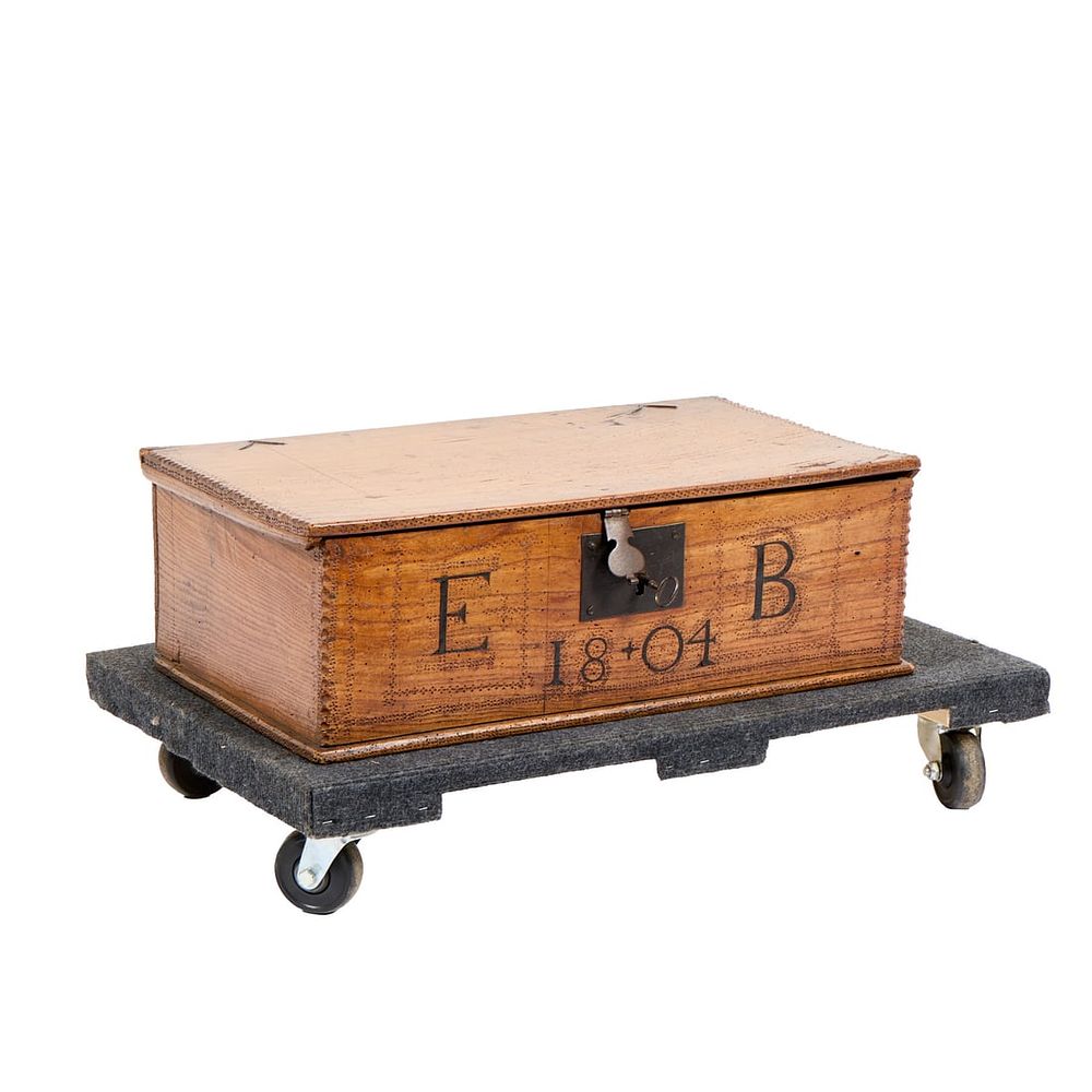 Lot 407: 19th c. Carved Wood Trunk or Box