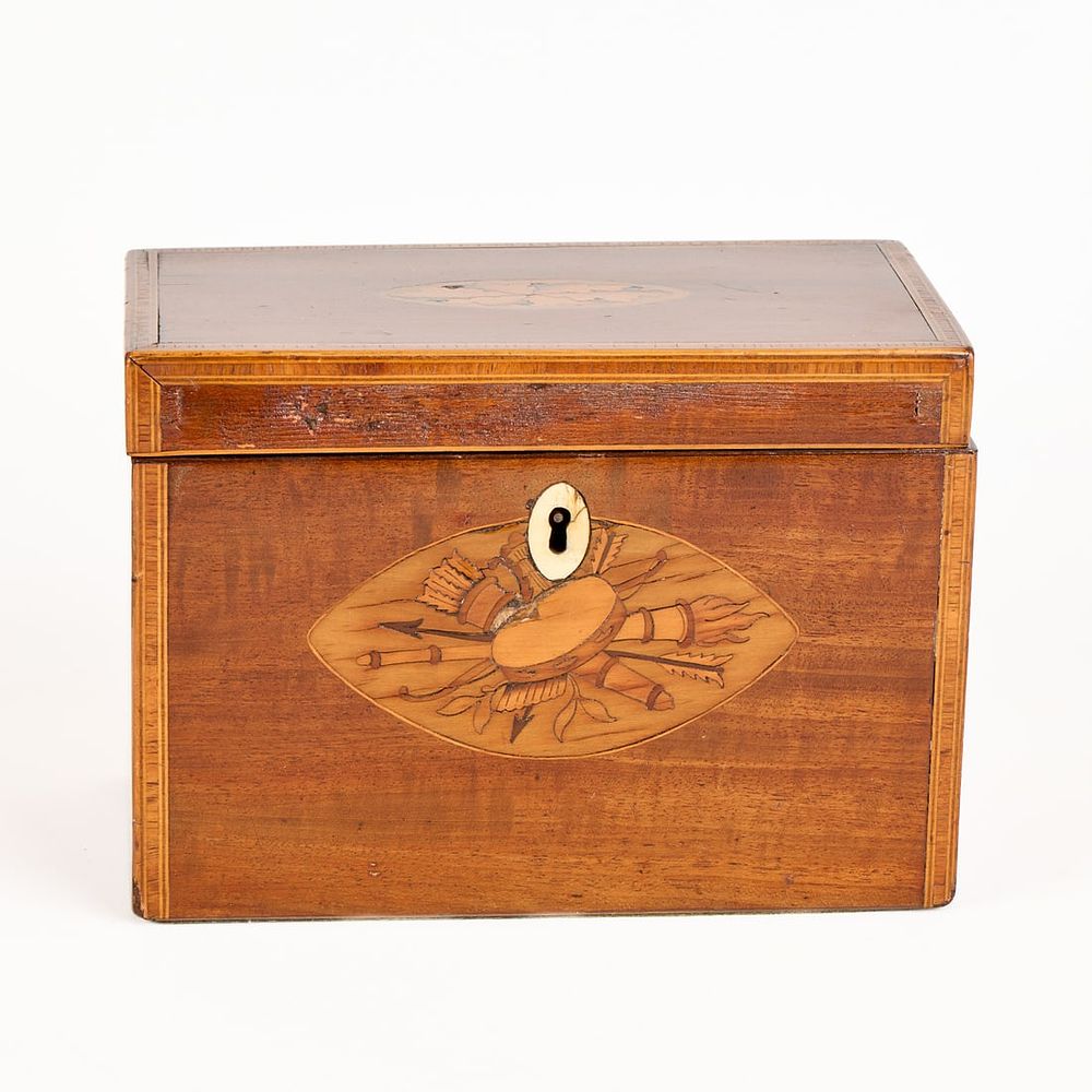 Lot 409: Wooden Federal Georgian Inlaid Tea Caddy